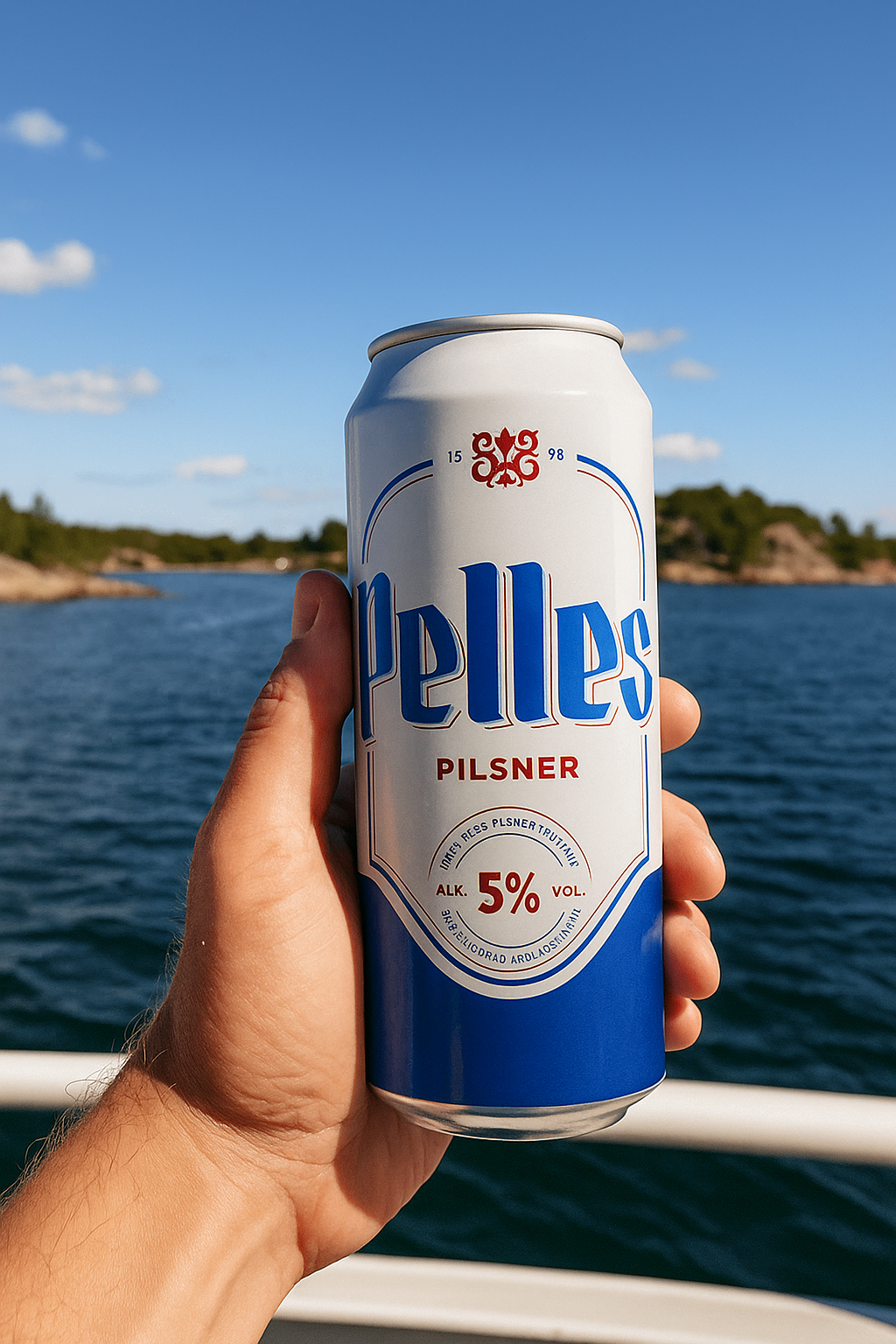 Pelles Pilsner can held over the archipelago