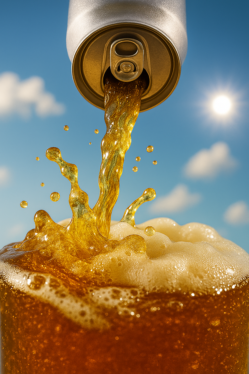 Pelles being poured against a blue sky